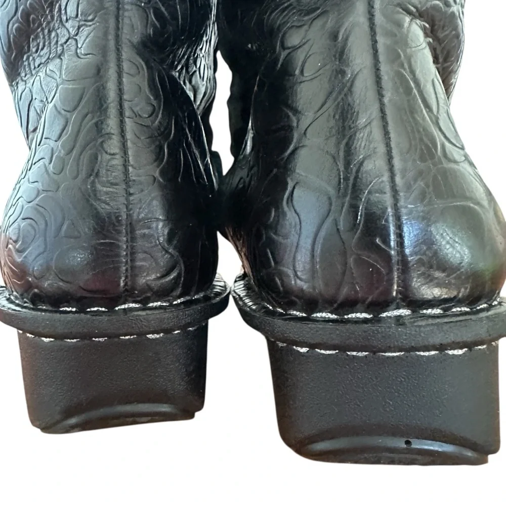 Alegria Embossed Leather Mid-Calf Boots Black EU 39 Shearling Lined - Picture 9 of 15
